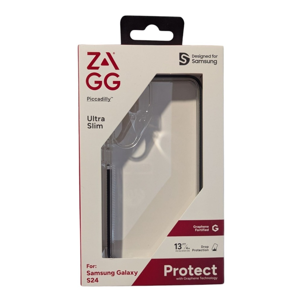 E9. ZAGG  Piccadilly Ultra Slim Case For Samsung Galaxy S24 - Clear/Black Bumper